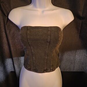 Adika Black Strapless Crop Top